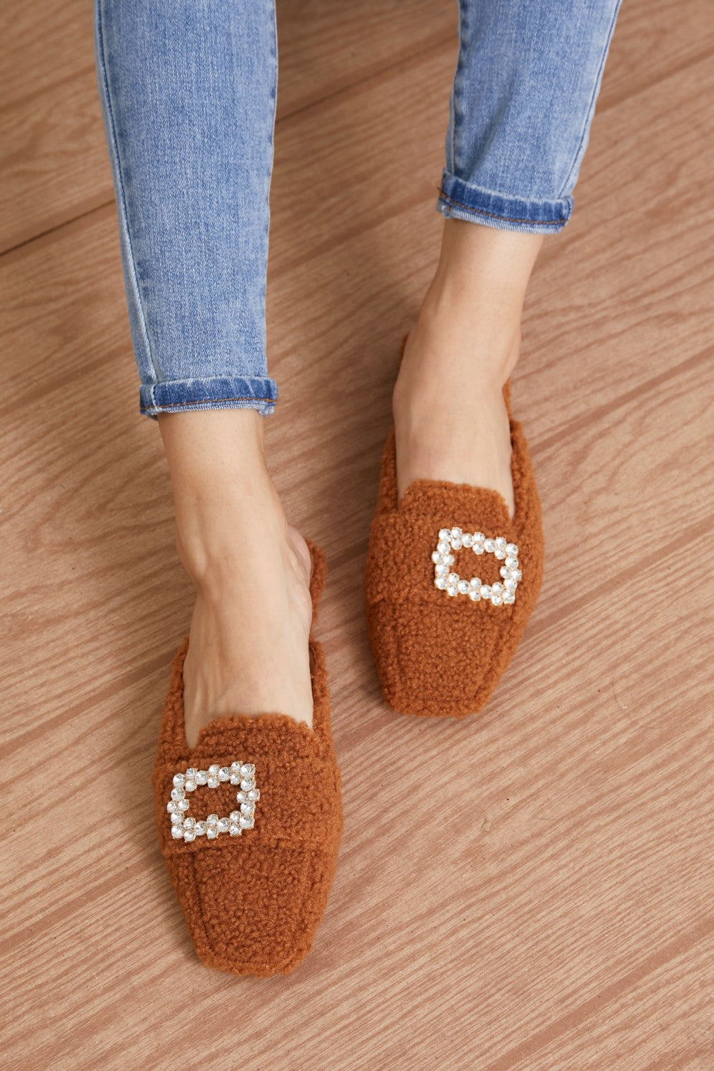 Weeboo Melting Hearts Faux Fur Mules