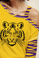 Tiger Graphic Asymmetrical Neck Long Sleeve T-Shirt