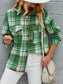 Plaid Pocketed Button Up Dropped Shoulder Jacket